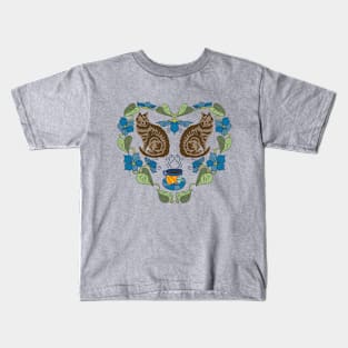 Cats and Coffee and Garden Delights Kids T-Shirt
